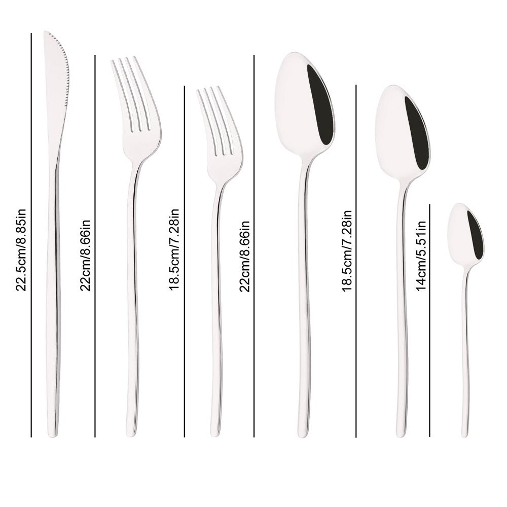 6Pcs/Set Silver Flatware Cutlery Set Stainless Steel Knife Dessert Fork Spoon Tableware Set Festival Kitchen Dinnerware Gift