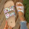 Fashion Leisure Print Buckle Decor Flat Slippers Women 2025 Summer Thick Sole Platform Sandals Plus Size Comfort Light Non Slip Flats