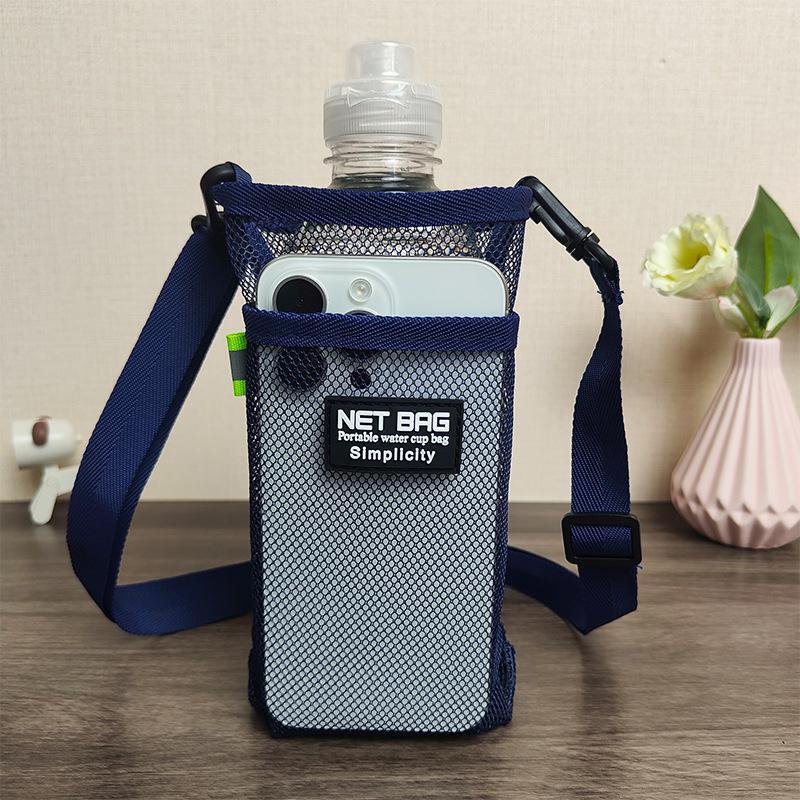 Portable Sport Water Bottle Cover Mesh Cup Sleeve Pouch With Strap Mobile Phone Bag Visible Bag Outdoor Camping Accessories