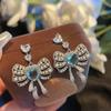 Princess Style Bow Earrings Love Pearl Ribbon Stud Earrings Lady Temperament Slightly Inlaid Zircon Jewelry
