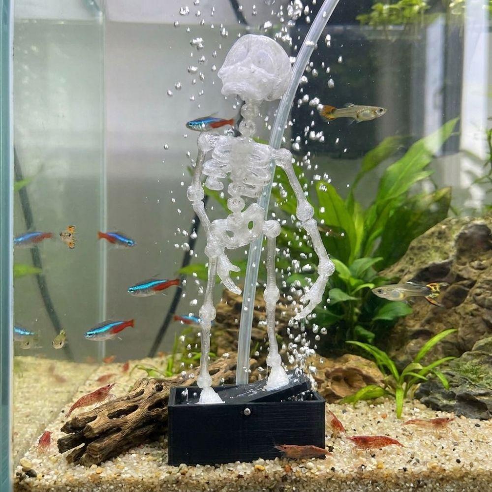 Plastic Fish Tank Dance Skull Ornament 3D Printed Dynamic Skeleton Bubbler Aquariums Enthusiasts