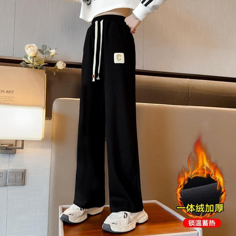Зимняя мода Детские вельветовые брюки Теплые брюки на флисовой подкладке Для девочек-подростков Для маленьких детей Свободные брюки Подростковая одежда 4-16 лет