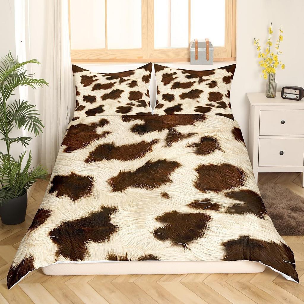 Западные фермерские животные Кожаный трехпредметный пододеяльник 3D цифровая печать Постельное белье