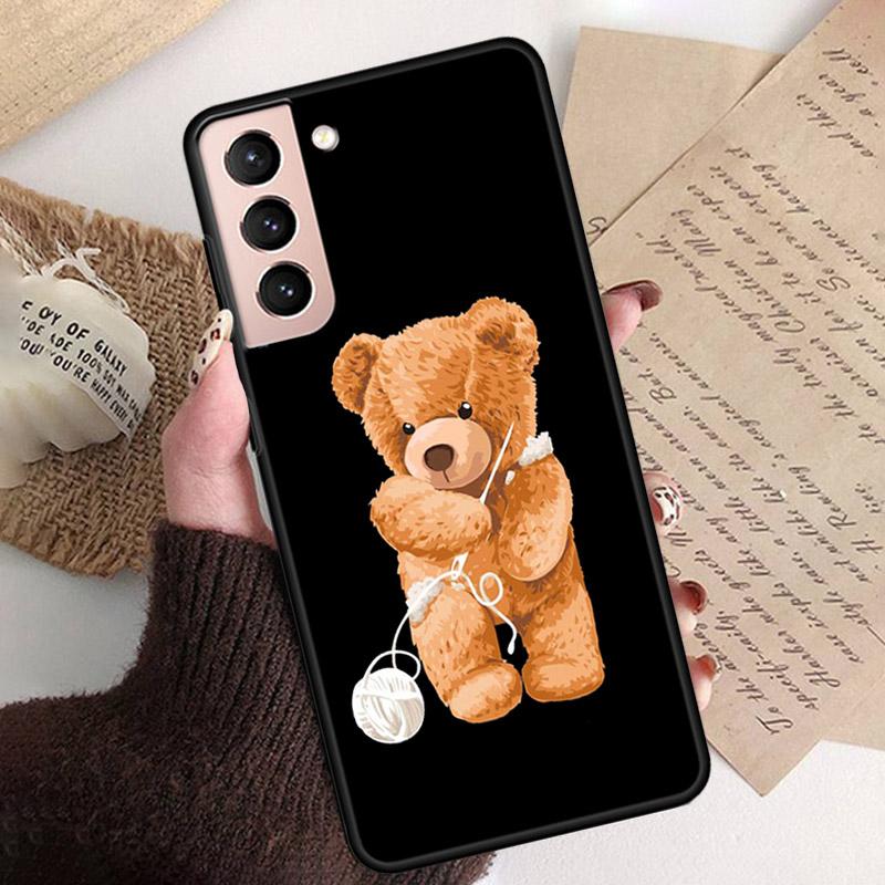 Phone Case for Samsung S26 S25 S24 S23 S22 Ultra S23 S22 S25 Plus S24 FE S26Edge Cartoon Teddy Bear Beer Phone Capa