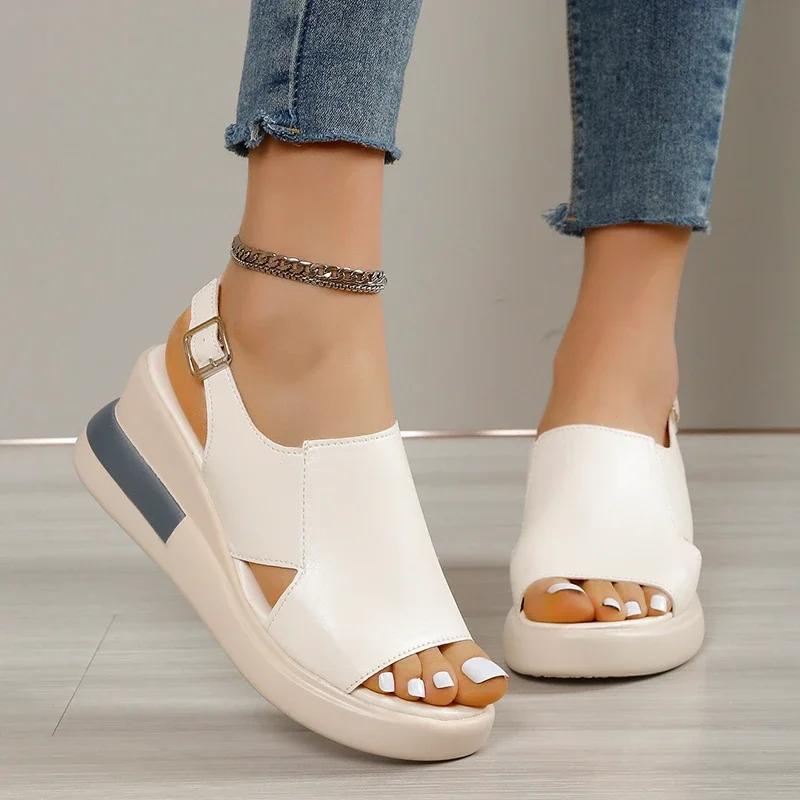 Summer Wedge Platform Sandals Fashion Retro Romen Beach Shoes Ladies Casual Peep Toe Soft Comfortable Sandalias De Mujer