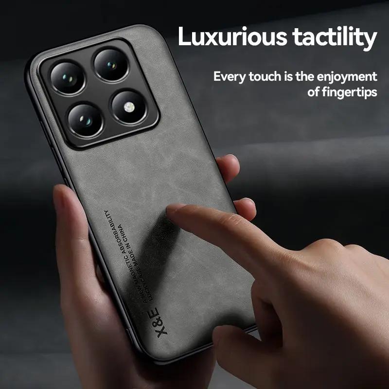 Роскошный ультратонкий кожаный чехол для телефона Xiaomi 15T Pro 15T 15 14 Ultra 14T Pro Мягкий защитный чехол с шелковистым ощущением для автомобильного держателя