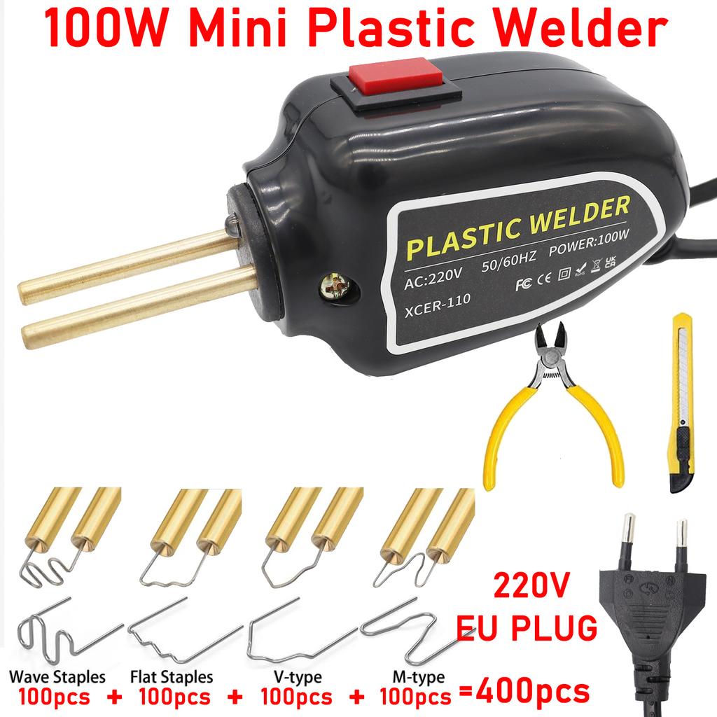 100 Вт Машина для сварки пластика Сварочный аппарат для пластика с 400 шт./1200 шт. скоб Горячий степлер Сварочный пистолет для ПВХ Инструменты для ремонта автомобильных бамперов