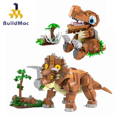 Buildmoc Парк Юрских Динозавров Трицератопс Велоцираптор Мозазавр Тираннозавр Рекс Детеныш MOC Строительные Блоки Игрушки для Детей