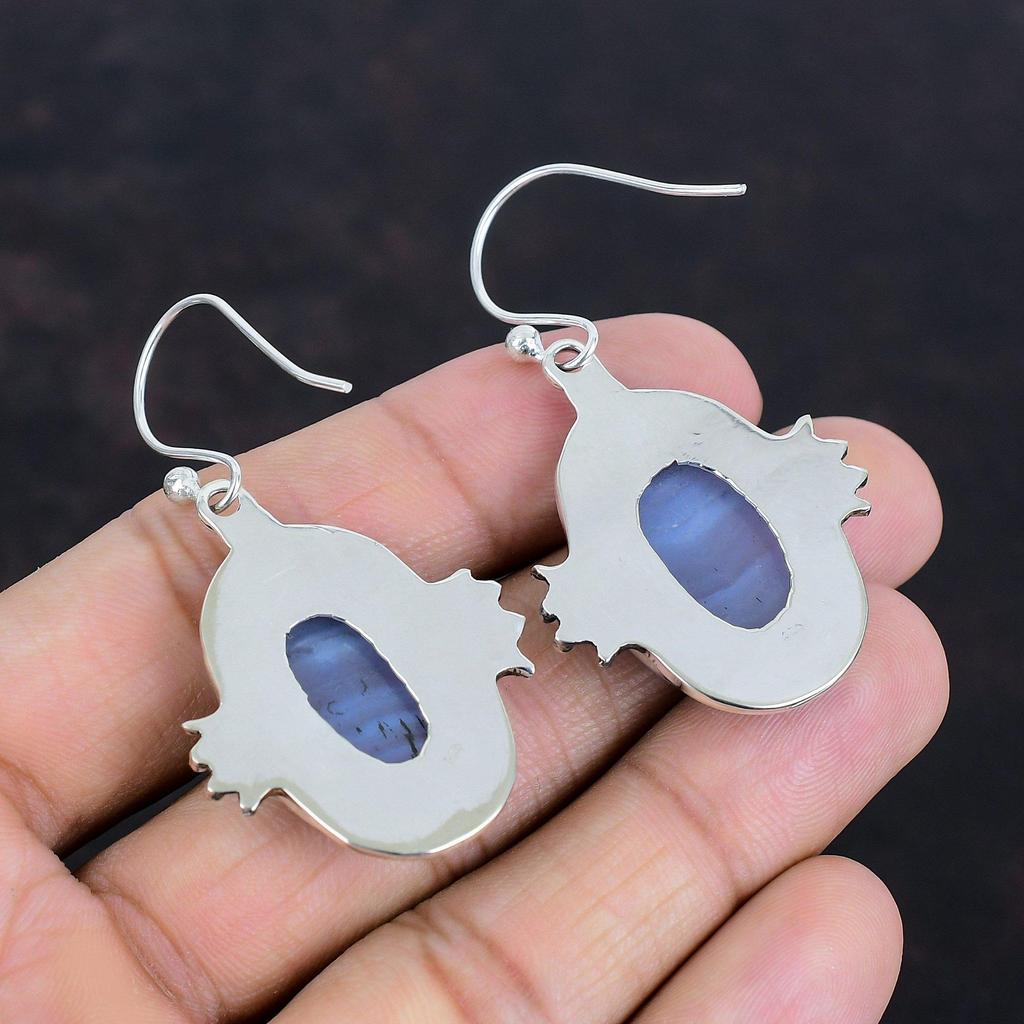 Blue Lace Agate Earrings Original Gemstone Jewelry 925 Sterling Silver Earrings Handmade Dangle Earring Engagement Gifts Brand New Earrings