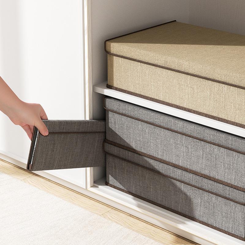 3-в-1 Ткань Нижнее белье Носки Шкафы Ящик Органайзер Коробка Для Домашнего Использования Шкаф Для Хранения Складной Хлопок Лен Современный Простой