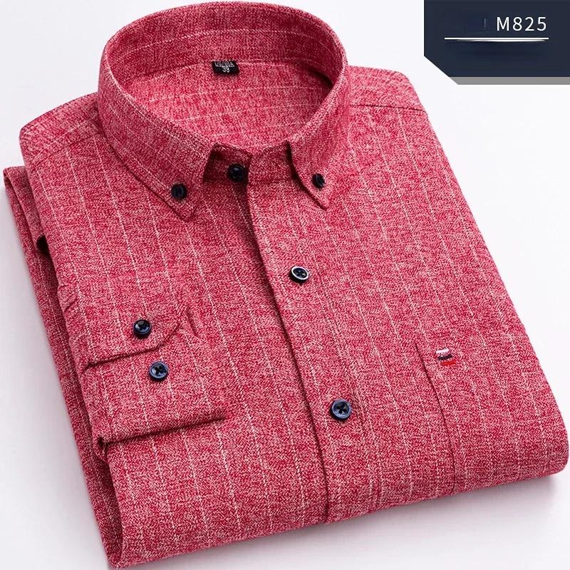 Мужская клетчатая рубашка из чистого хлопка, с длинным рукавом, обычного кроя, мужская повседневная рубашка оверсайз для отдыха, осенняя мужская блузка, новый большой размер