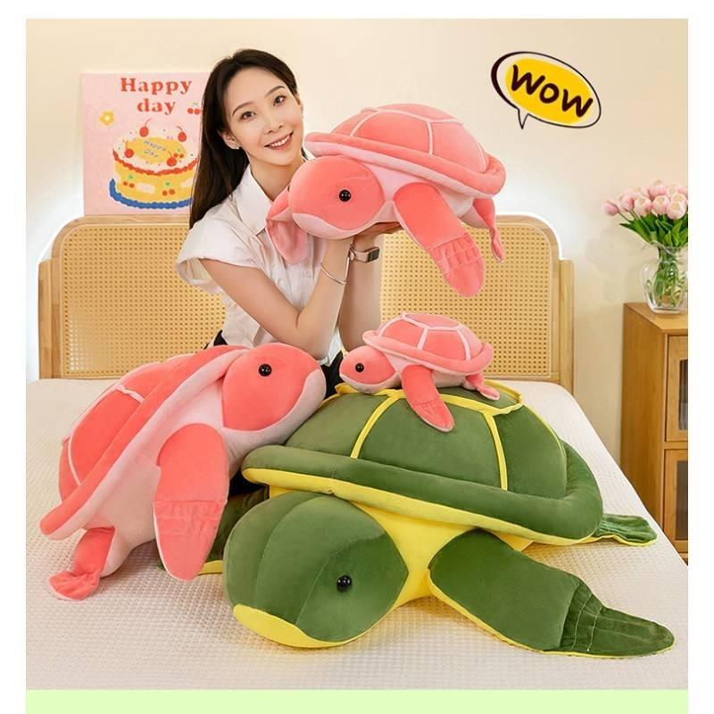 Adorable Green Turtle Plush Pillow Ultra-soft Pp Cotton Stuffed Animal Toy For Kids