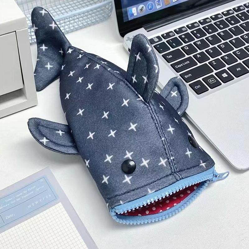 1Pc Creative Shark Star Pencil Case Cute Funny Shark Mouth Zipper Pencil Pouch Shark Stationery Storage Bag Gifts Organizer