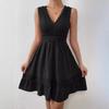 Fashion V-Neck Women Lace Splicing Summer Dress Sexy Backless Casual Elegant A-line Party Short Dresses Female Loose Simple Women's Clothing