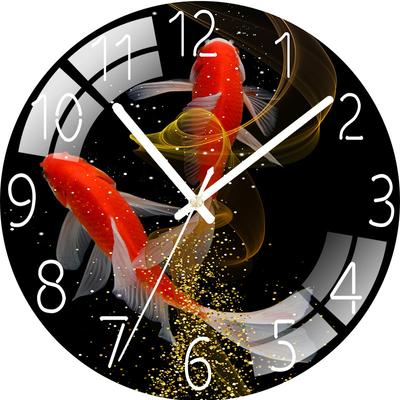 Цифровые настенные часы с низким уровнем шума, 30 см/12 дюймов Настенные часы с золотой рыбкой Кварцевые часы Тихие бесшумные простые часы для домашнего декора Детская комната