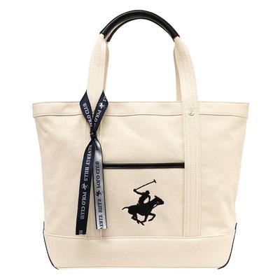 Сумка-тоут Hills Polo, холщовая сумка-тоут L BH1008N [Beverly Club] слоновая кость/слоновая кость/черный
