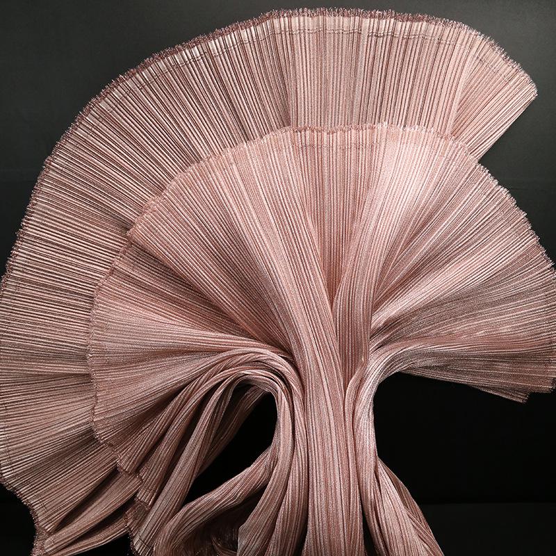 Metallic Pearl Pleated Yarn Fabric for Sculptable Wedding and Stage Floral Design