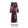 Western Style 2024 Autumn and Winter New Women Clothes Temperament Print Round Neck Long Sleeve Long Dress 8706255