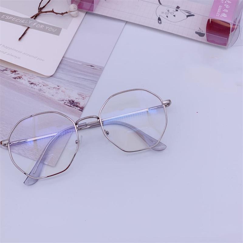 Простые женские антисиние очки, многоугольные очки в металлической оправе, модные женские очки