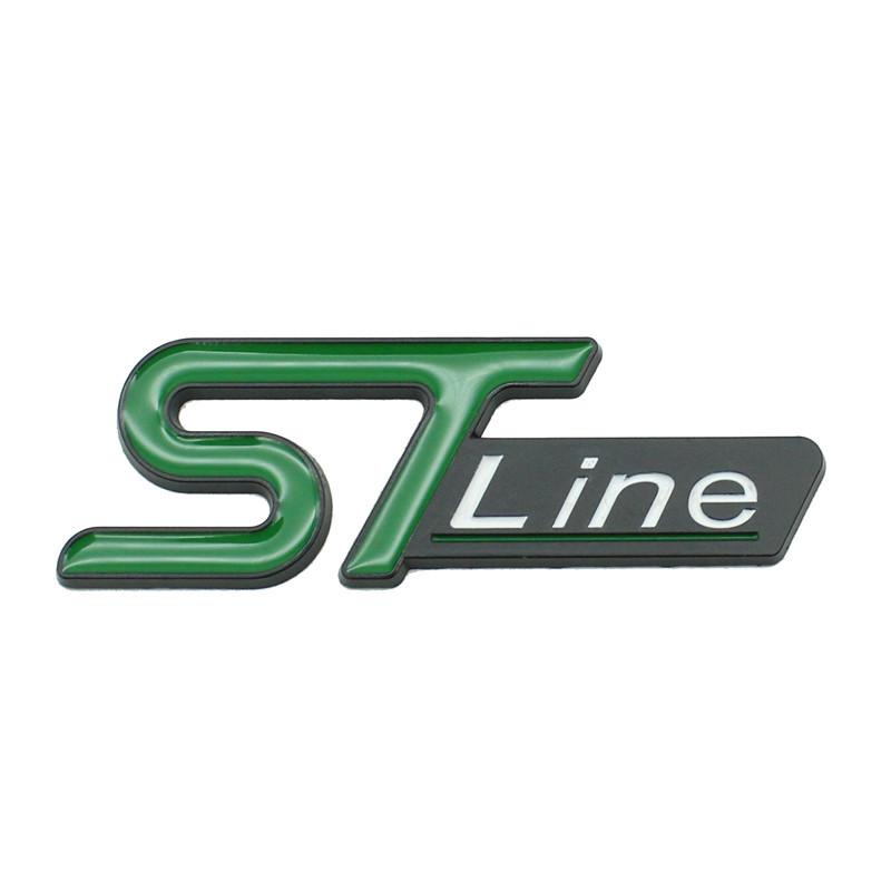 KFLV8 2pcs 3D  ST-Line metal automotive stickers for the  middle grill rear and fender, applicable to Ford  car serials
