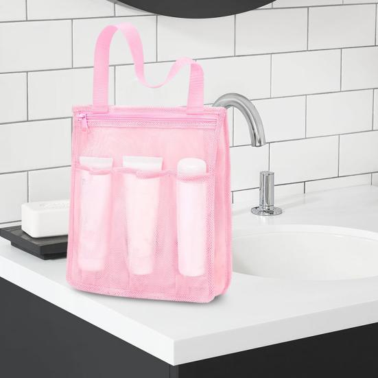 Сумка для хранения Портативная сетчатая сумка-органайзер для душа Большой вместимости Застежка-молния Сумка для душа для ванной комнаты с боковыми карманами