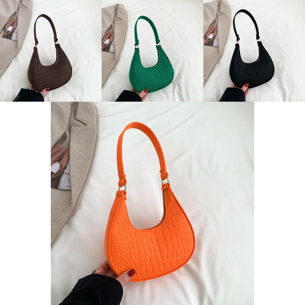 Stylish Minimalist Crescent Bag For Women In Chic Black Coffee Green Orange And Burgundy
