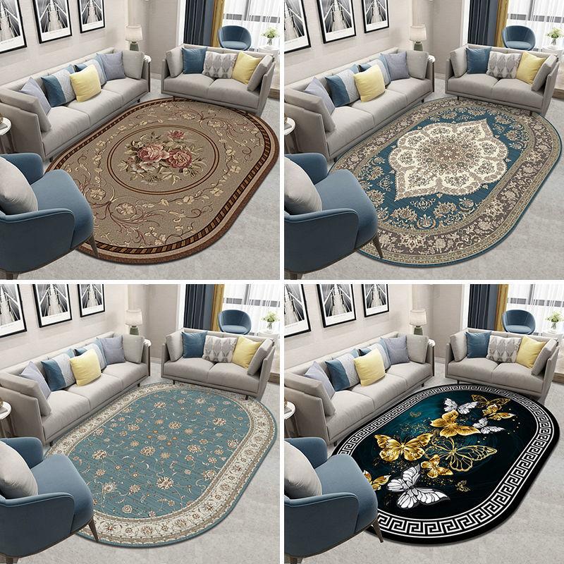 Овальный ковер для гостиной, большой размер, европейский центральный ковер, современная спальня, столовая, прихожая, напольный коврик, украшение для дома, роскошь