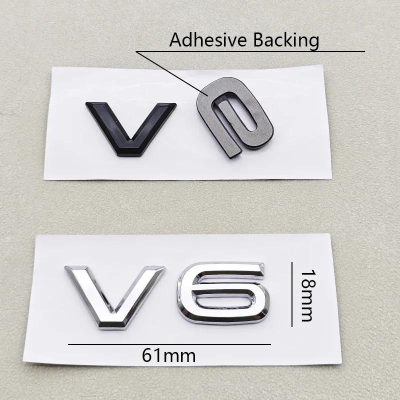 W213D ABS Chrome Black Logo V6 Emblem Letters Car Sticker Rear Trunk Badge For Volkswagen VW Touareg Passat Amarok V6 Accessories