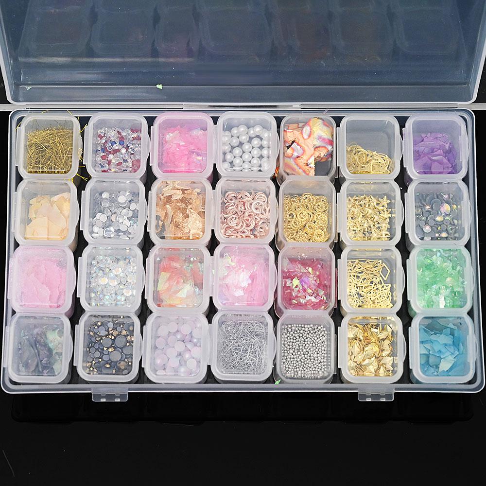 28 полосок/набор, смешанные 3D сплавы для ногтей, стразы, ювелирные изделия, подвески, украшения, набор для ногтей, ракушка, жемчужные принадлежности, аксессуары 3D8