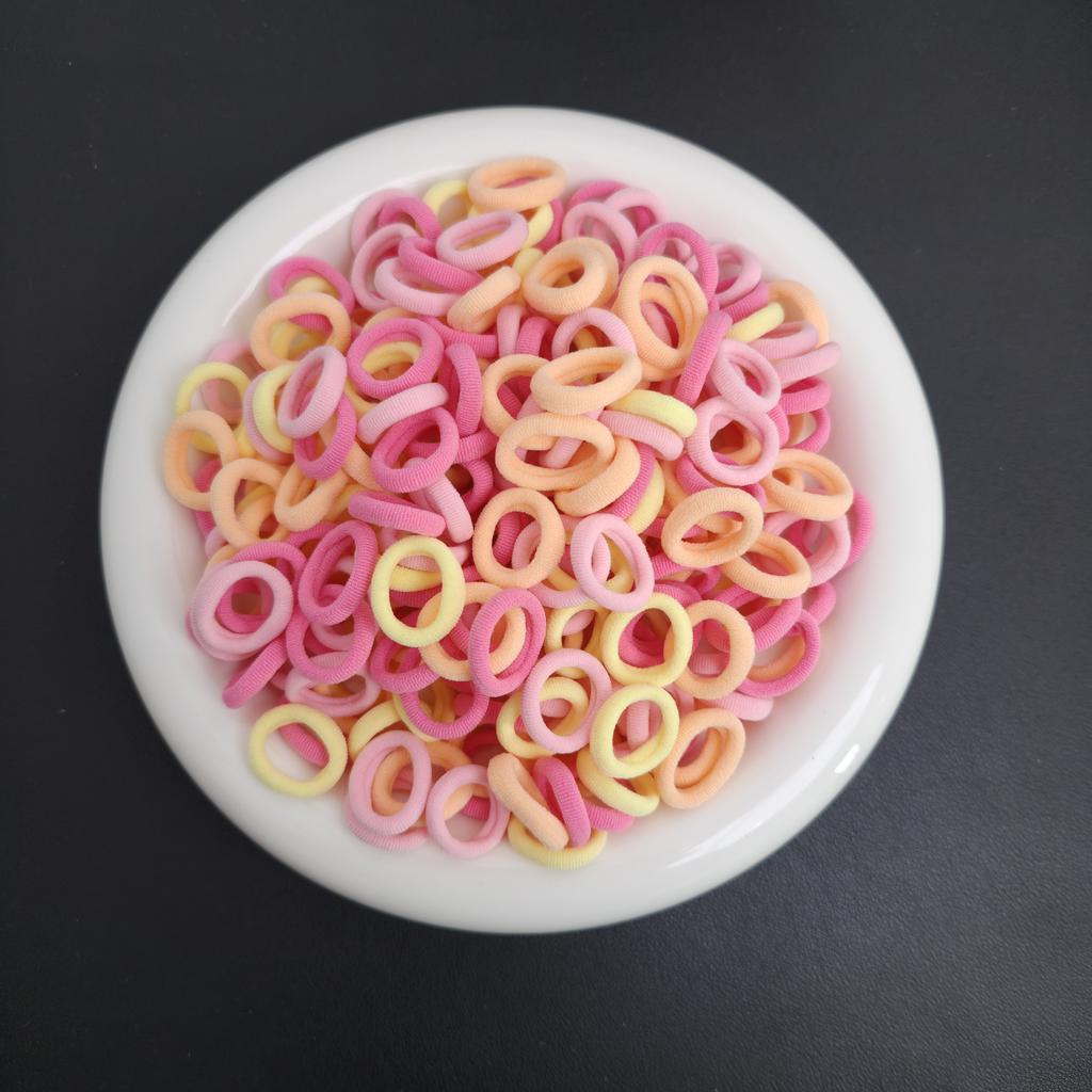 100Pcs/bag Colorful Basic Nylon Ealstic Hair Ties for Girls Ponytail Hold Scrunchie Rubber Band Kid Fashion Hair Accessories