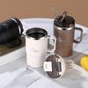 Stainless Steel Coffee Mug Insulated Water Cup with Tea Separation Straw Lid And Folding