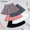 Плиссированная юбка, женская короткая юбка с высокой талией, школьная юбка трапециевидной формы, клетчатая юбка, сексуальная юбка