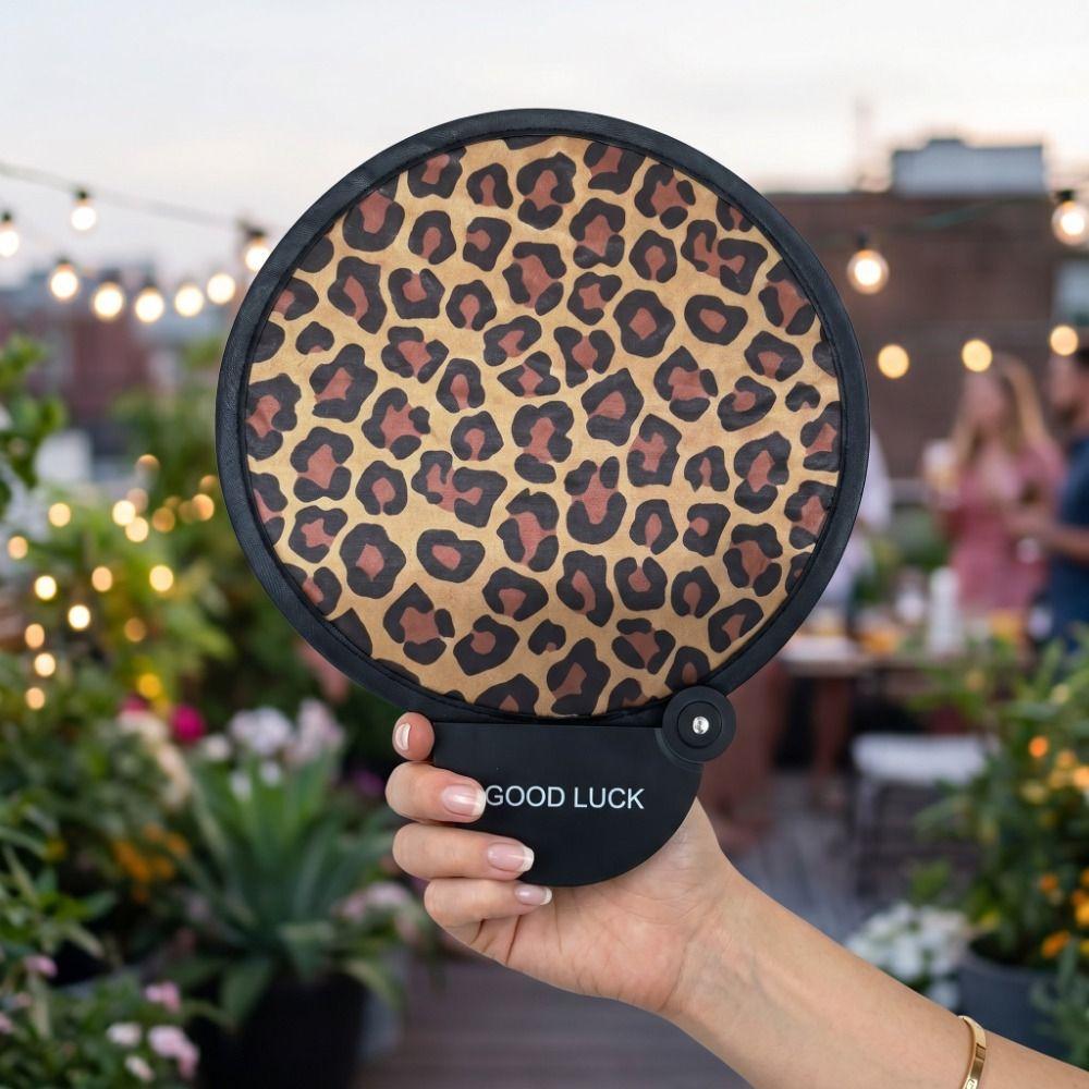 Football Pattern Mini Handheld Fan Lightweight Leopard Print Fan Creative Round Fan Travel
