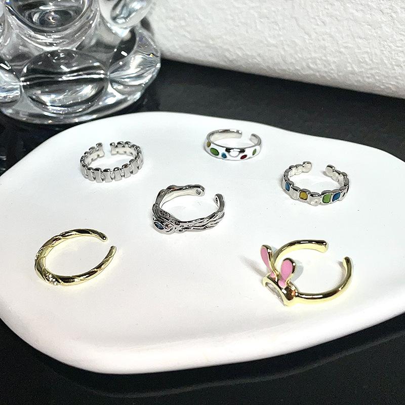 Niche Design Cold Wind Retro Open Ring Jewelry Women Dripping Oil Personality Advanced Sense Index Finger Ring