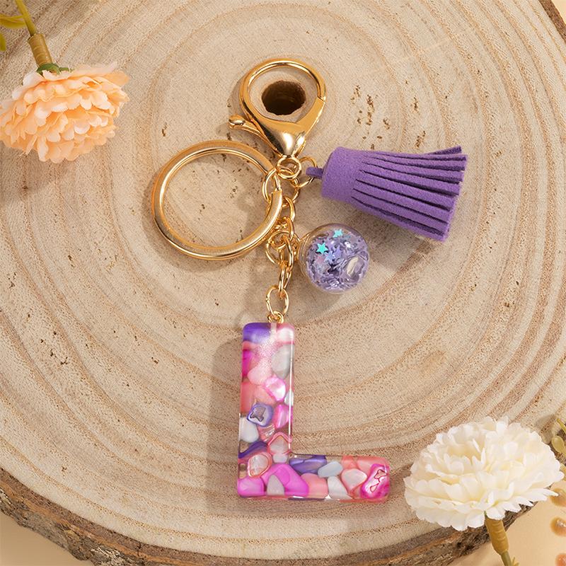 1 шт., держатель для ключей, подарок ручной работы, сумка с алфавитом AZ, кулон, брелок с кисточками и блестками, аксессуары для ключей