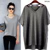 2021 Летняя женская футболка больших размеров свободного покроя с V-образным вырезом, европейский и американский стиль, средней длины (Подходит для веса до 260 фунтов)
