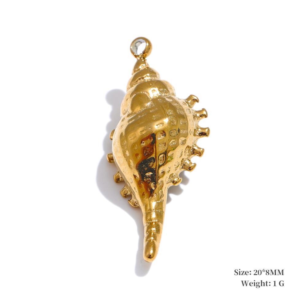 Yhpup Trendy Stainless Steel Metal 18k Gold PVD Plated Waterproof Conch Shell Ocean Palm Charm Accessories DIY Jewelry