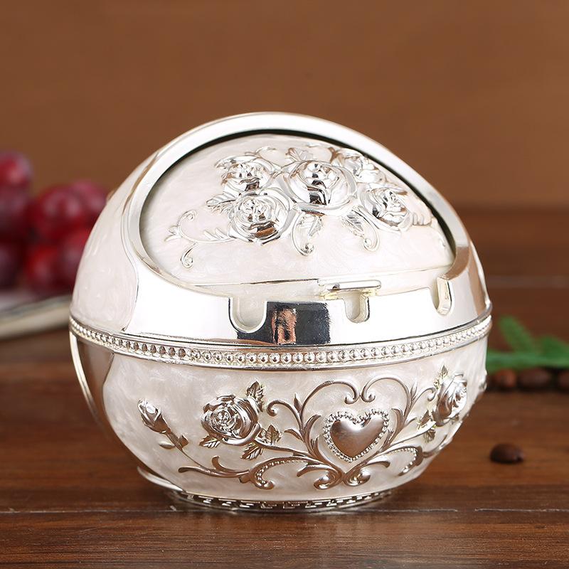 Windproof Ashtray Creative Personality Trendy Metal Cover Fall Prevention Home Living Room Round Ashtray