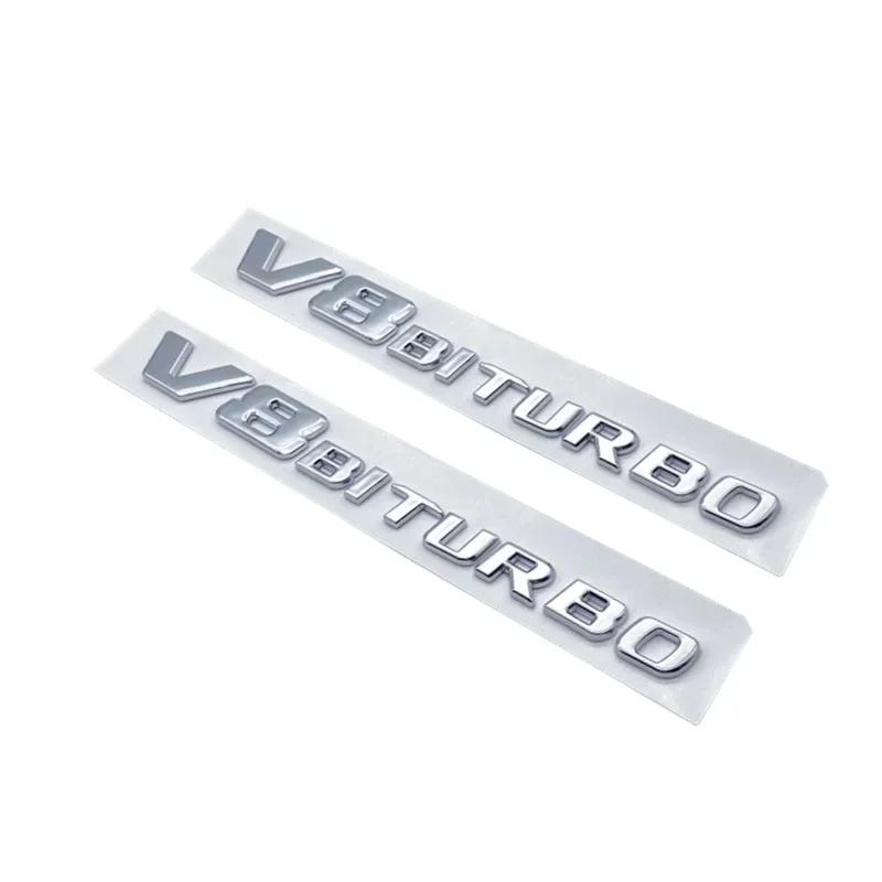 3D Flat Letters ABS Emblem GT GTC V8biturbo for Mercedes Benz AMG Car Trunk Lid Nameplate Badge Logo Sticker Chrome Glossy Black MU8