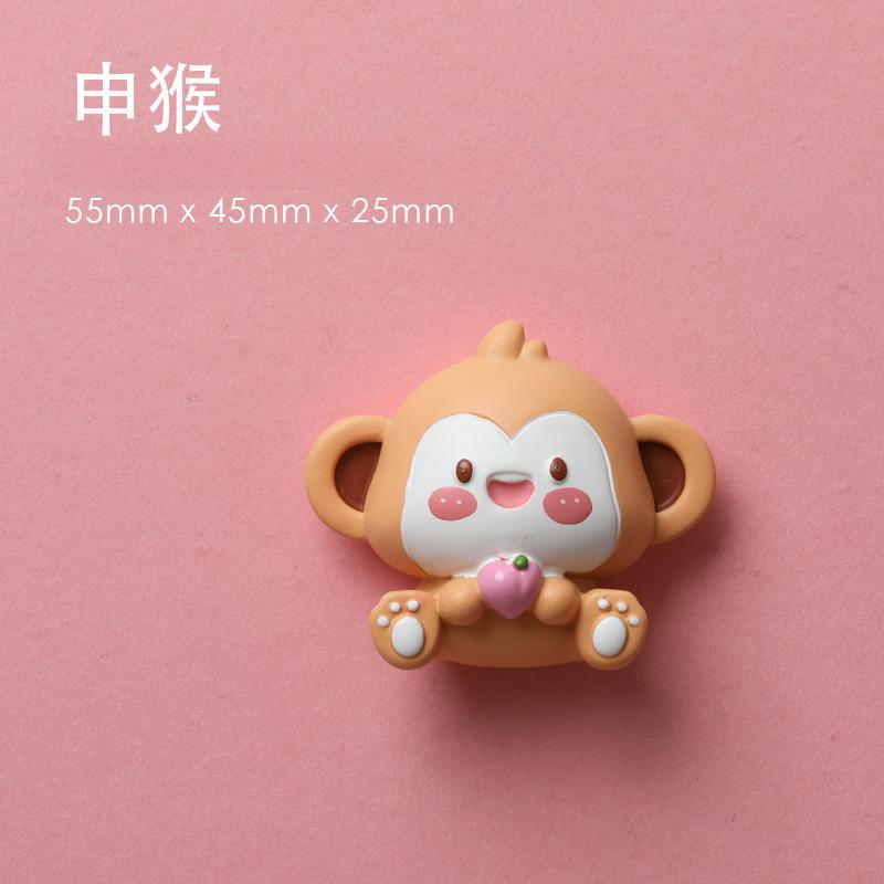 Chinese Zodiac Refrigerator Sticker Resin Figurine Creative Magnetic Sticker Cartoon Cute Gift Decoration Magnet