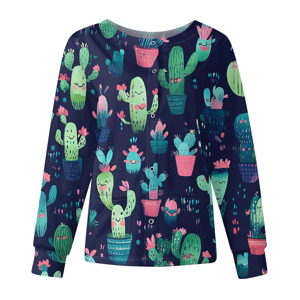 Женский повседневный однобортный однобортный защитная одежда с длинными рукавами и цветочным принтом, кардиган, топ