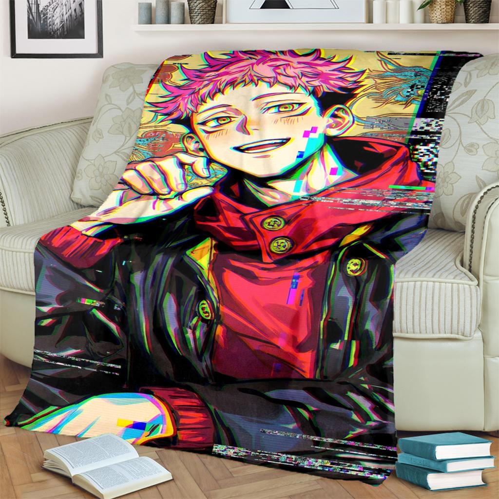 Jujutsu Kaisen Flannel Throw Blanket Comfortable Warm for Bedrooms, Sofas, Beds, Chairs, Picnics, Travel