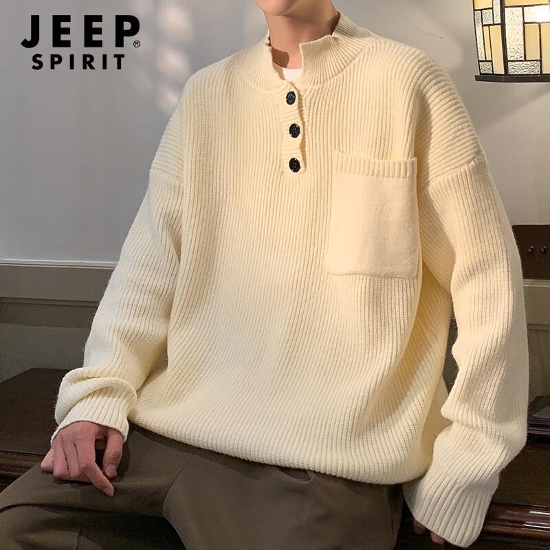 JEEP SPIRIT Men's Stand-Collar Pullover Sweater