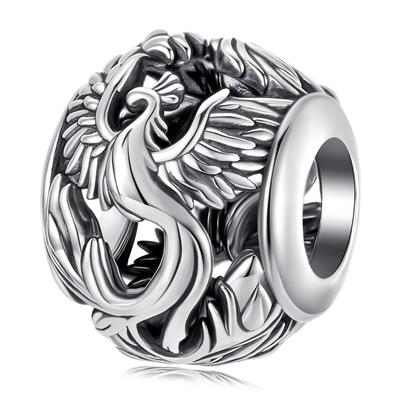 Silver Bird Charm PHENIX Beads Silver 925 Bead for Modular Bracelet