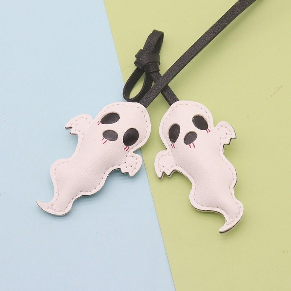 Handmade Ghost Keychain White Leather Pendant Lightweight Halloween Bag Charm Party Supplies
