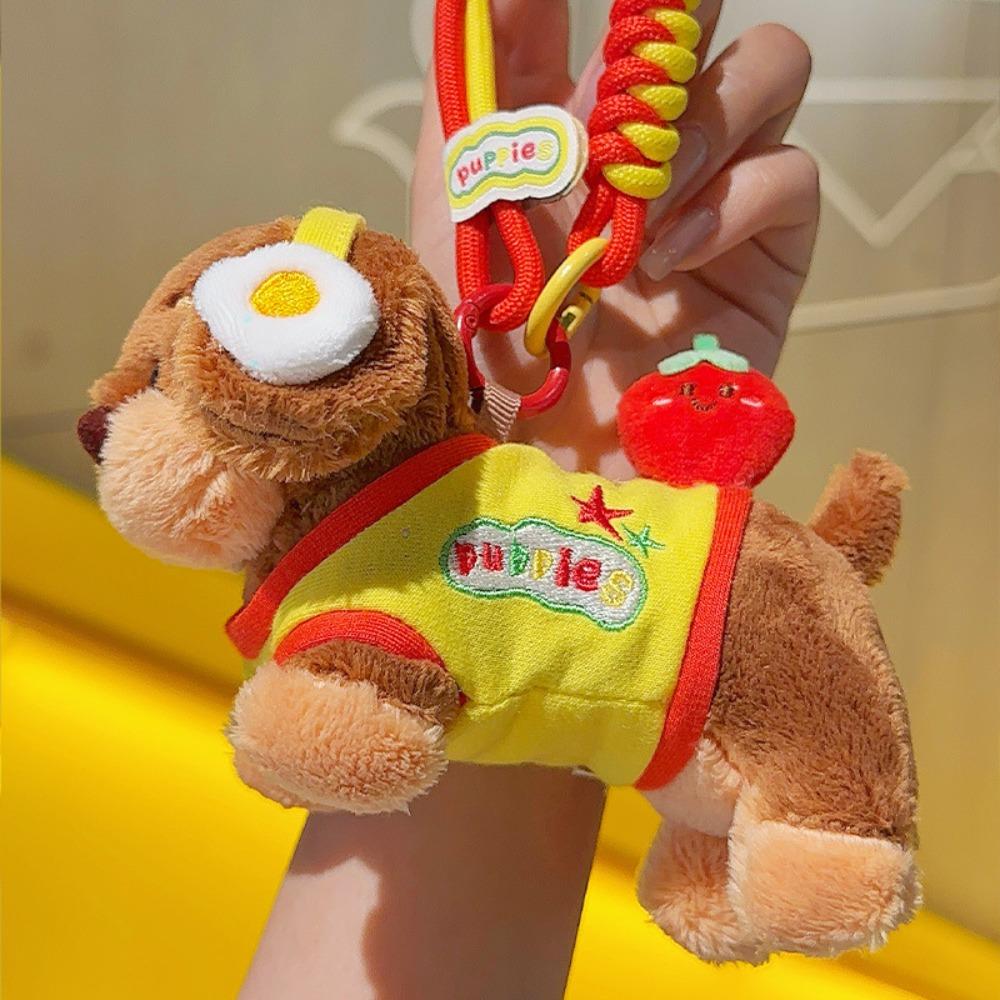 Fluffy Dachshund Plush Dog Keychain Soft Jewelry Puppy Car Key Ring Collection Girl Heart Animal Puppy Dolls Keyring