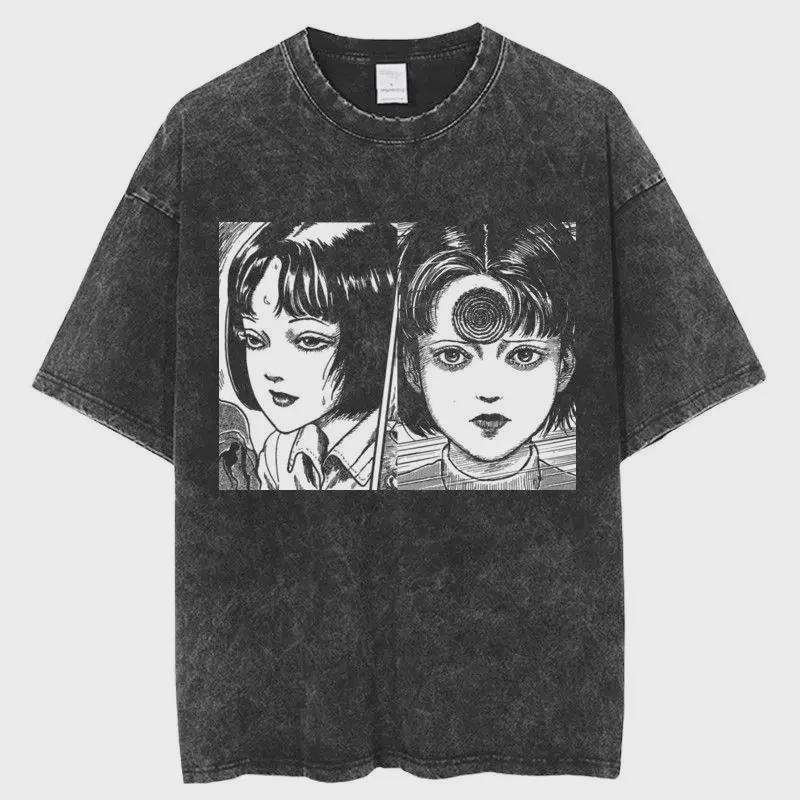 Мужская ретро-стираемая футболка Tomie Junji Ito Demon Slayer