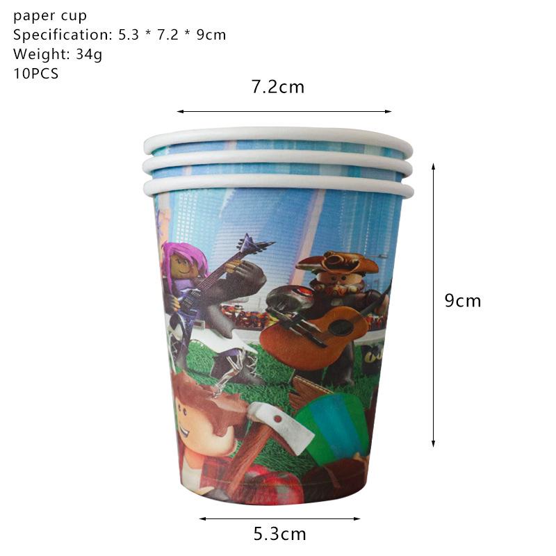 Roblox Game Party Supplies: Virtual World Plates, Cups, Hats Set