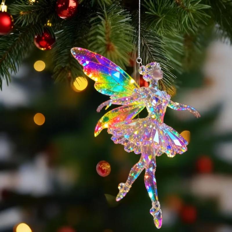 Блестящие 2D акриловые подвески Балерина Симуляция Рождественские елочные подвески Подвеска-шарм для зеркала заднего вида автомобиля Украшение Орнаменты