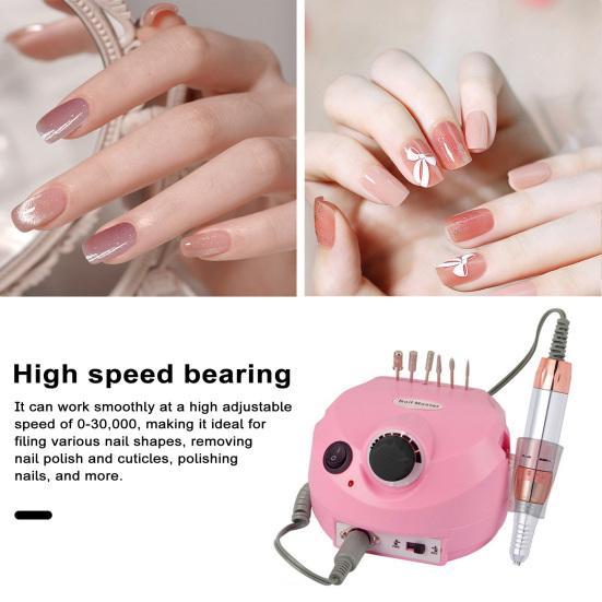 Электрическая дрель для ногтей, высокоскоростной полировщик для ногтей с 6 шлифовальными головками для маникюра, педикюра, ухода за ногтями